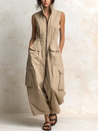Concetta | tuta cargo utility con zip frontale