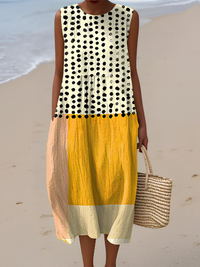 Leah™ Abito Midi Colorblock a Pois