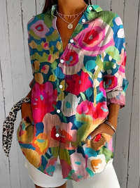 Piera | Camicia artistica dai colori vivaci con bottoni