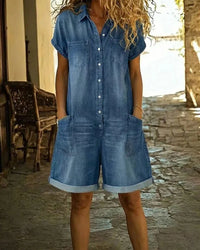 Isabela | Tuta jeans con abbottonatura frontale
