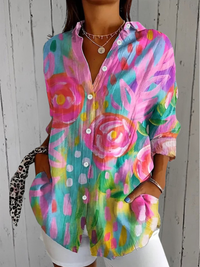 Rosalba | Camicia artistica dai colori vivaci con bottoni