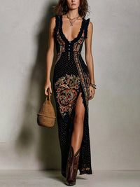 Francesca | Abito Boho con Stampa e Spacco Alto
