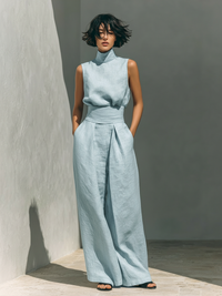 Giulia | Set minimalista da donna composto da camicetta senza maniche e pantaloni a gamba larga