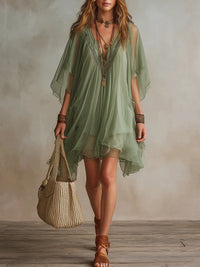 Simona | Mini Abito Verde in Chiffon