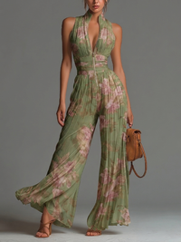 Valentina | Tuta Verde Floreale in Chiffon