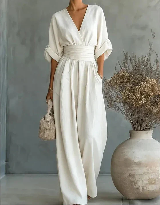 Daniela | Abito elegante con scollo a V e gonna ampia