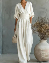Daniela | Abito elegante con scollo a V e gonna ampia